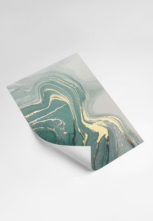 Conjunto de 4 Pósters Mármol Menta de Oro Real 50x70cm